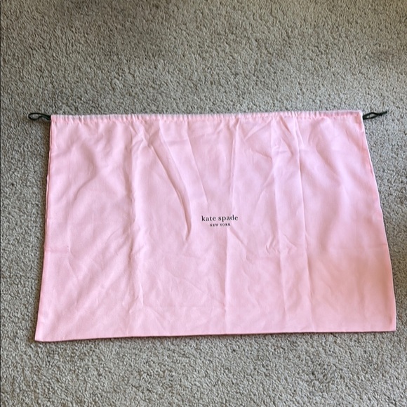 kate spade Handbags - NWOT Extra Large Pink Kate Spade Dust Bag with Green Draw Strings